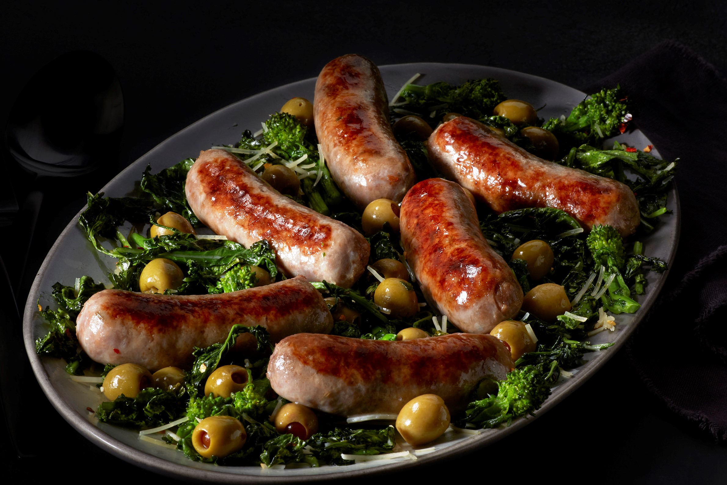 Sausage and Roasted Broccoli Rabe with Olives recipe