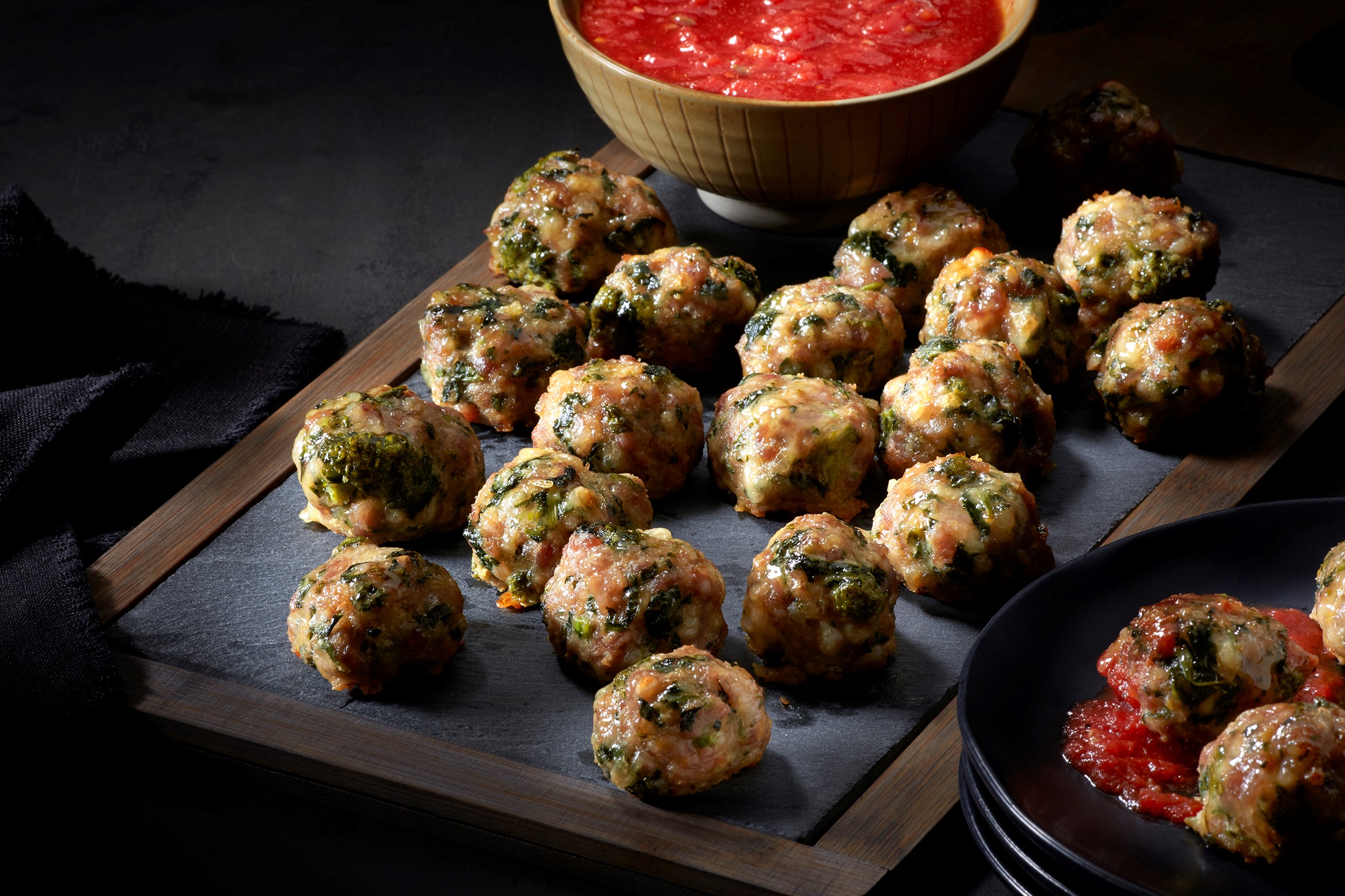 Sweet Italian Sausage and Broccoli Rabe Meatballs recipe